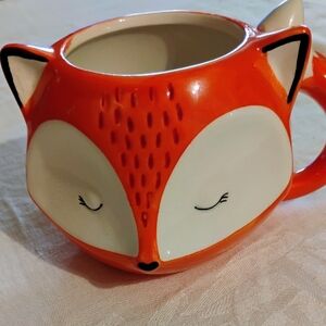 Fox-Shaped Orange Ceramic Mug